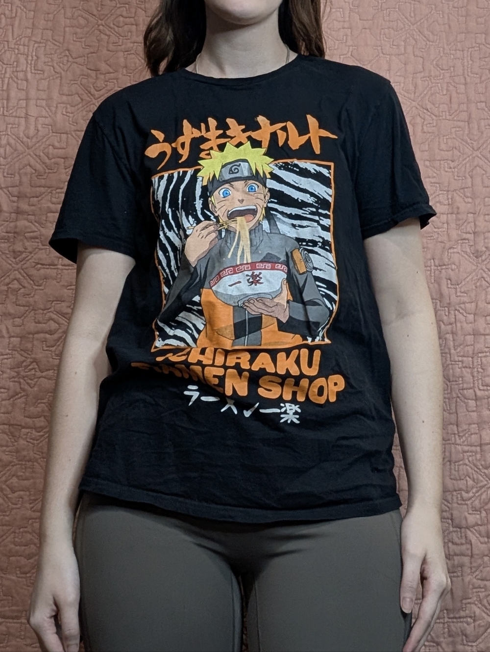 Black Naruto Graphic Short Sleeve Tee - Ramen Shop Design